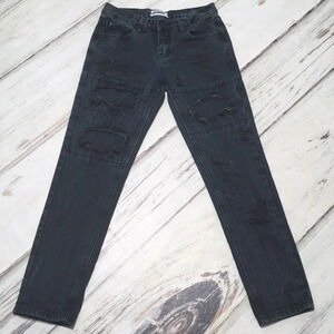 One Teaspoon Jeans Relaxed Awesome Baggies Boyfriend Distressed Gray Black 0